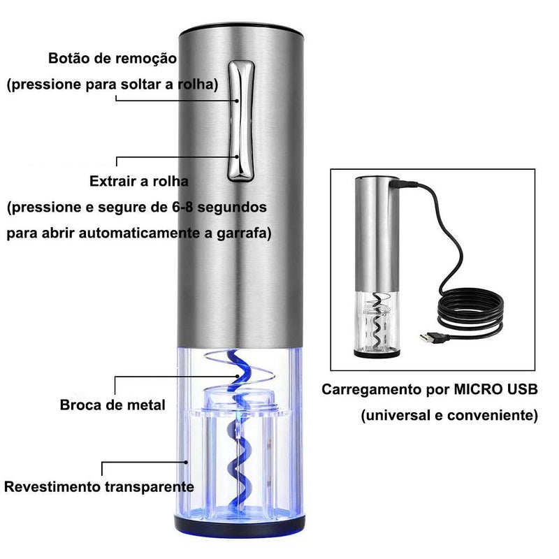 Kit Abridor de Vinho Rolha Elétrico - Minha loja